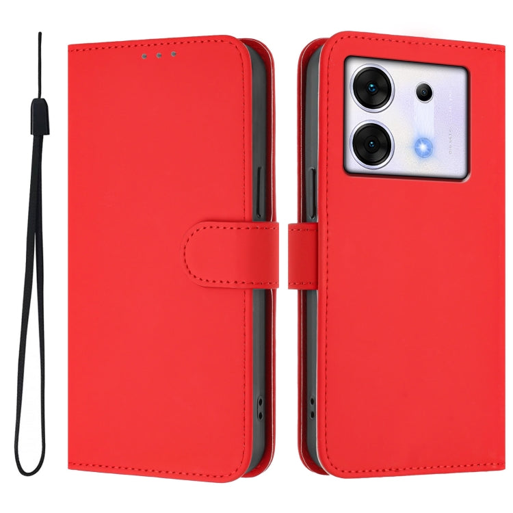 For Infinix Zero 30 5G Skin Feel Solid Color Leather Phone Case with Lanyard