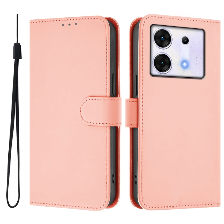 For Infinix Zero 30 5G Skin Feel Solid Color Leather Phone Case with Lanyard