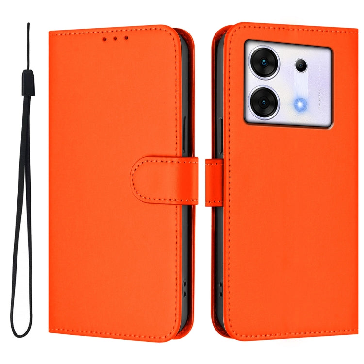 For Infinix Zero 30 5G Skin Feel Solid Color Leather Phone Case with Lanyard