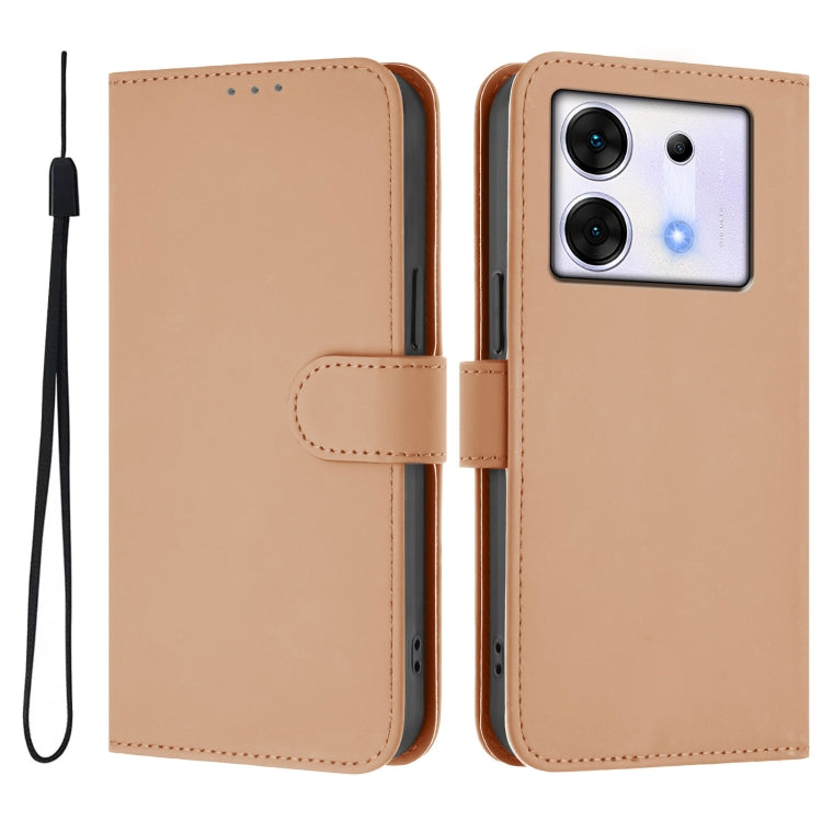For Infinix Zero 30 5G Skin Feel Solid Color Leather Phone Case with Lanyard