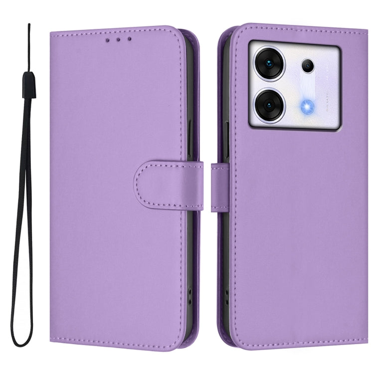 For Infinix Zero 30 5G Skin Feel Solid Color Leather Phone Case with Lanyard