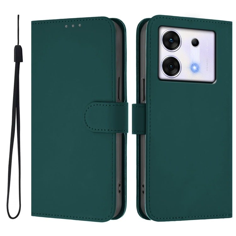 For Infinix Zero 30 5G Skin Feel Solid Color Leather Phone Case with Lanyard
