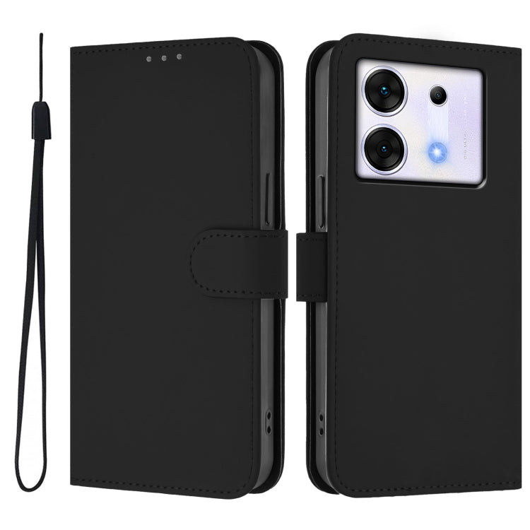 For Infinix Zero 30 5G Skin Feel Solid Color Leather Phone Case with Lanyard