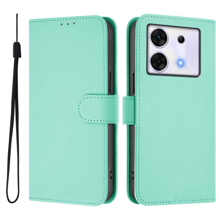 For Infinix Zero 30 5G Skin Feel Solid Color Leather Phone Case with Lanyard