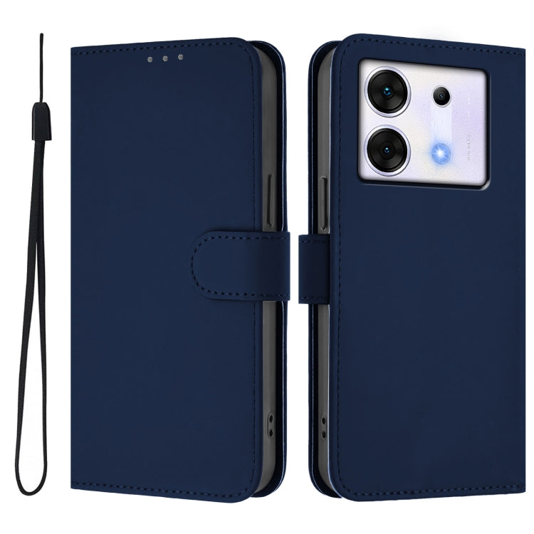 For Infinix Zero 30 5G Skin Feel Solid Color Leather Phone Case with Lanyard
