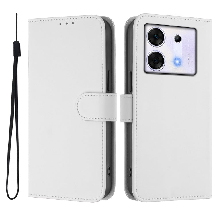 For Infinix Zero 30 5G Skin Feel Solid Color Leather Phone Case with Lanyard
