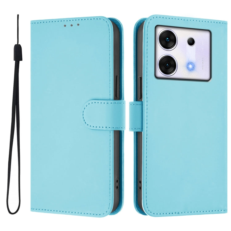 For Infinix Zero 30 5G Skin Feel Solid Color Leather Phone Case with Lanyard
