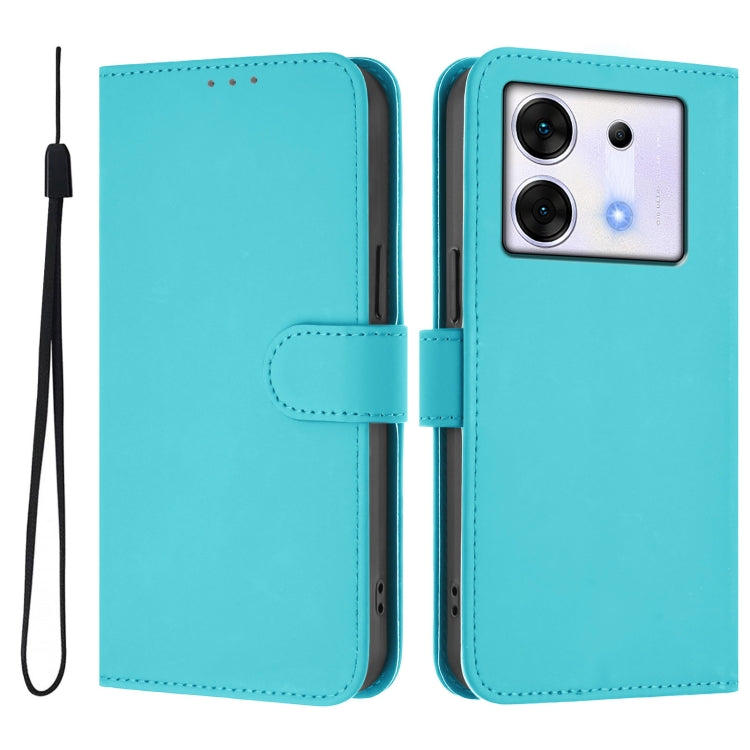 For Infinix Zero 30 5G Skin Feel Solid Color Leather Phone Case with Lanyard
