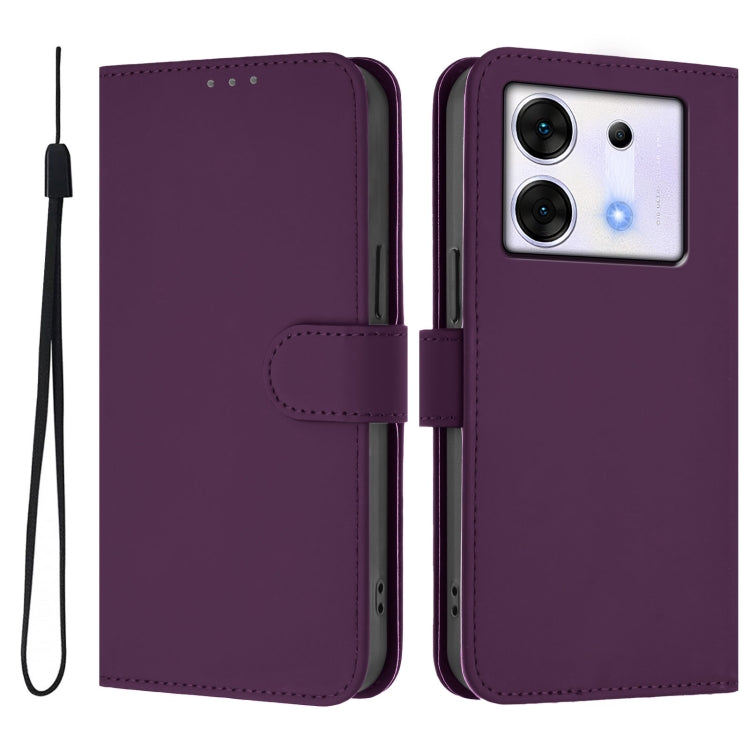 For Infinix Zero 30 5G Skin Feel Solid Color Leather Phone Case with Lanyard