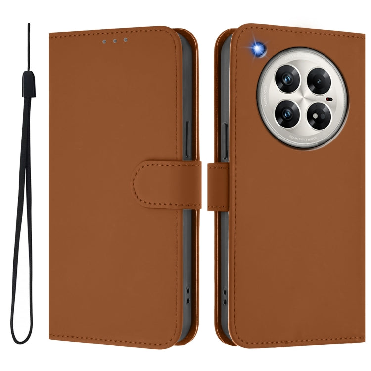 For Infinix Zero 40 4G / 5G Skin Feel Solid Color Leather Phone Case with Lanyard