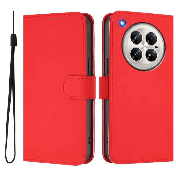 For Infinix Zero 40 4G / 5G Skin Feel Solid Color Leather Phone Case with Lanyard