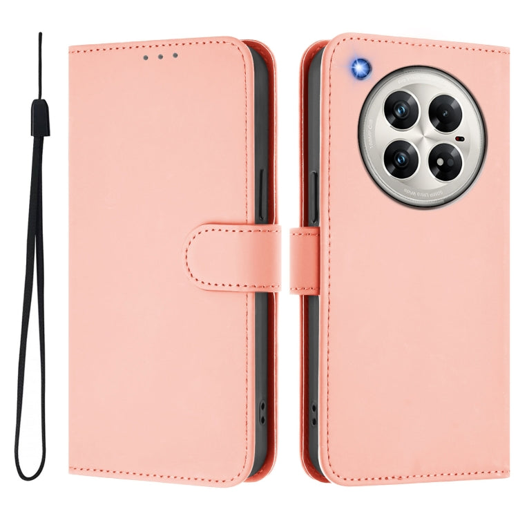 For Infinix Zero 40 4G / 5G Skin Feel Solid Color Leather Phone Case with Lanyard