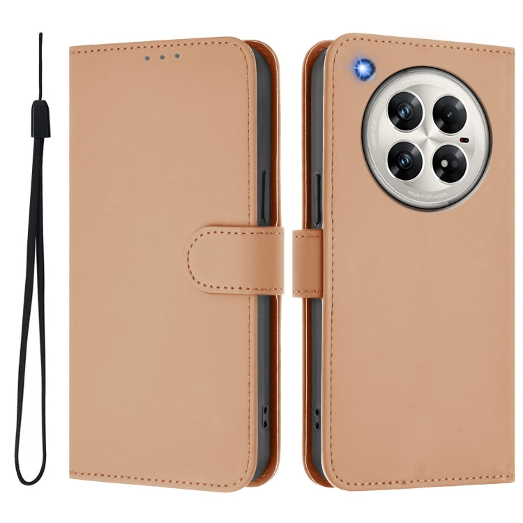 For Infinix Zero 40 4G / 5G Skin Feel Solid Color Leather Phone Case with Lanyard