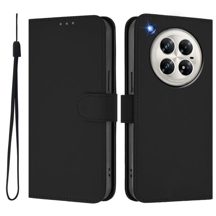 For Infinix Zero 40 4G / 5G Skin Feel Solid Color Leather Phone Case with Lanyard