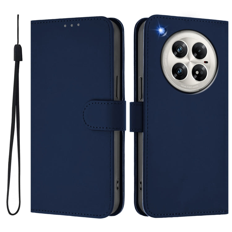 For Infinix Zero 40 4G / 5G Skin Feel Solid Color Leather Phone Case with Lanyard