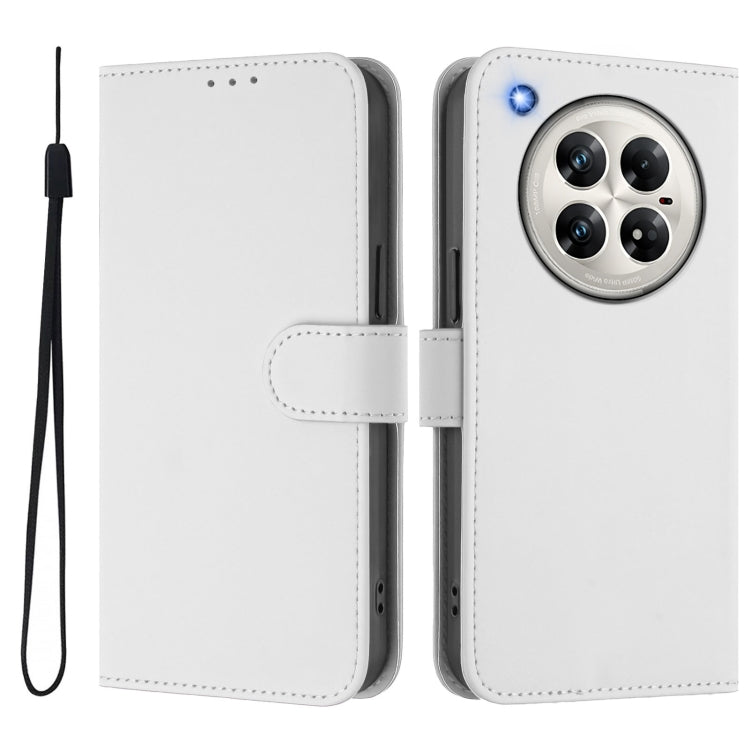 For Infinix Zero 40 4G / 5G Skin Feel Solid Color Leather Phone Case with Lanyard
