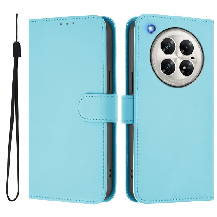 For Infinix Zero 40 4G / 5G Skin Feel Solid Color Leather Phone Case with Lanyard