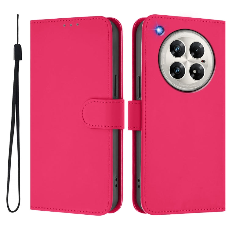 For Infinix Zero 40 4G / 5G Skin Feel Solid Color Leather Phone Case with Lanyard