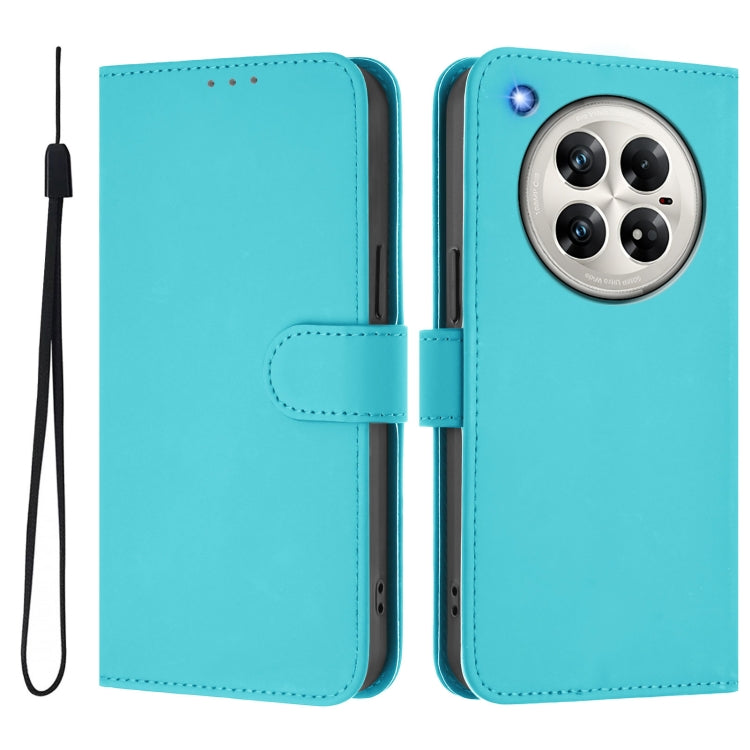 For Infinix Zero 40 4G / 5G Skin Feel Solid Color Leather Phone Case with Lanyard
