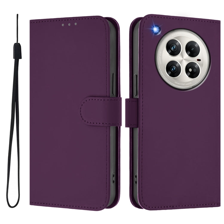 For Infinix Zero 40 4G / 5G Skin Feel Solid Color Leather Phone Case with Lanyard