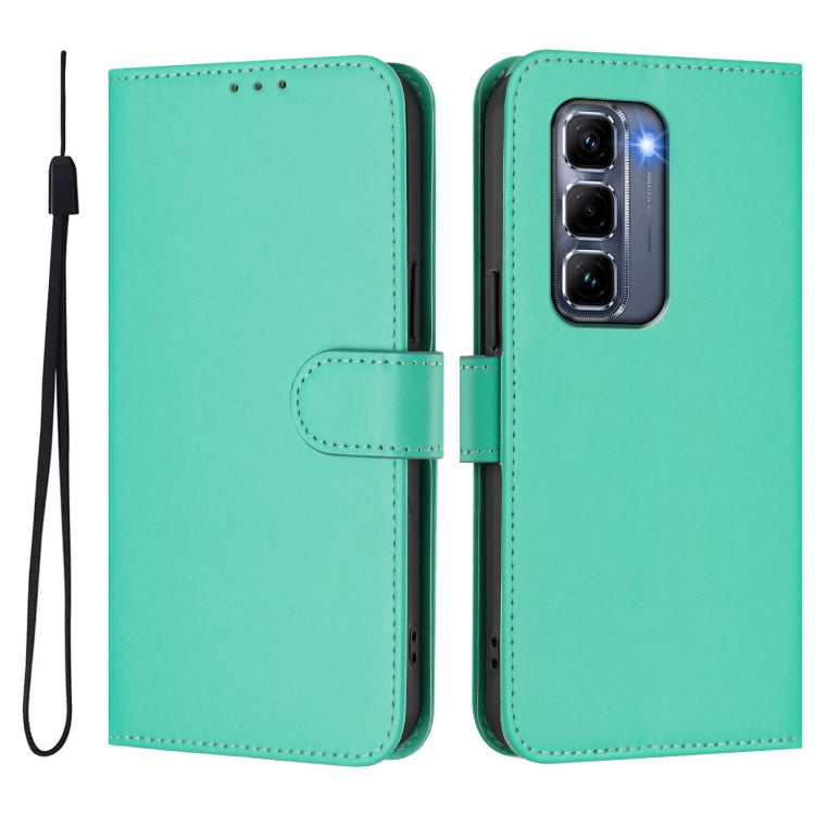 For Infinix Hot 50 Pro+ 4G Skin Feel Solid Color Leather Phone Case with Lanyard