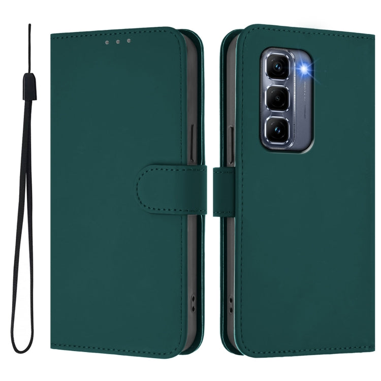 For Infinix Hot 50 Pro+ 4G Skin Feel Solid Color Leather Phone Case with Lanyard