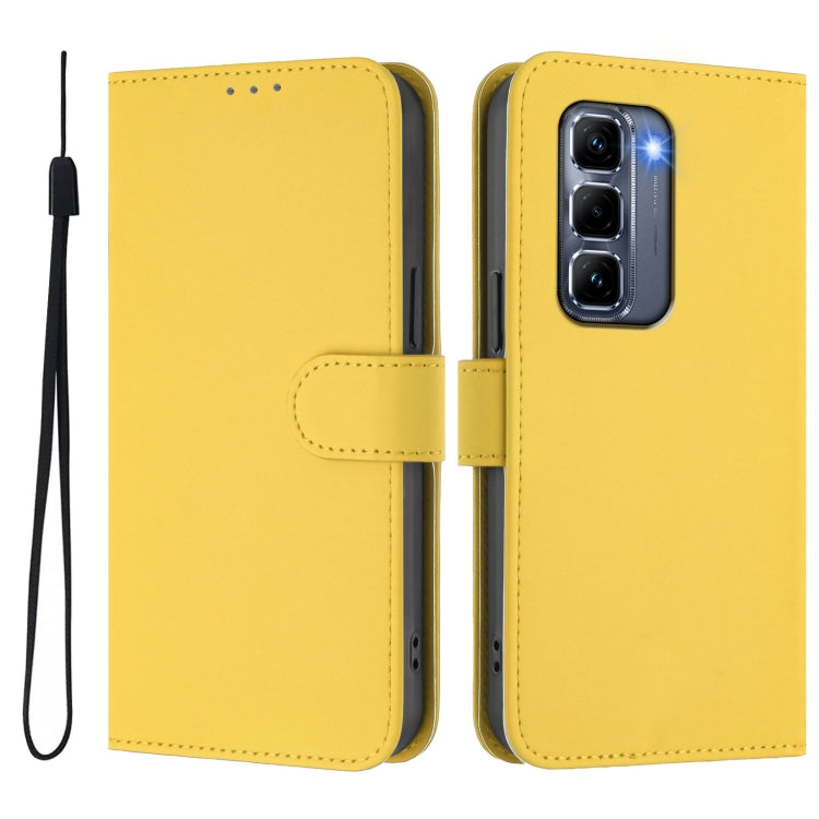 For Infinix Hot 50 Pro+ 4G Skin Feel Solid Color Leather Phone Case with Lanyard