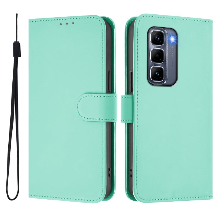For Infinix Hot 50 Pro+ 4G Skin Feel Solid Color Leather Phone Case with Lanyard