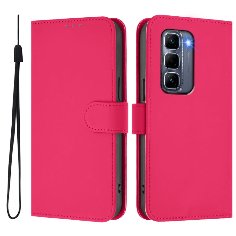 For Infinix Hot 50 Pro+ 4G Skin Feel Solid Color Leather Phone Case with Lanyard