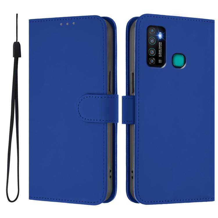 For Infinix Hot 9 / 9 Pro Skin Feel Solid Color Leather Phone Case with Lanyard