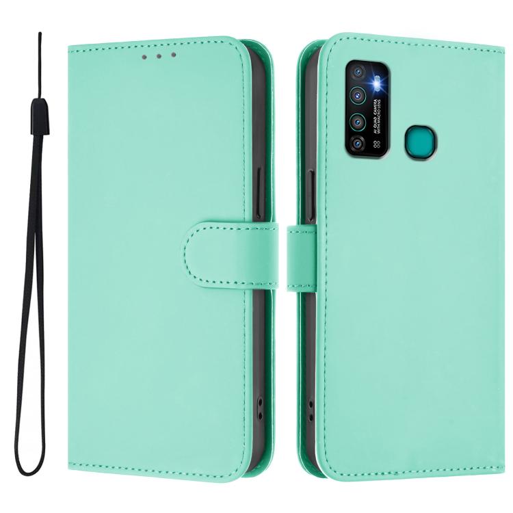 For Infinix Hot 9 / 9 Pro Skin Feel Solid Color Leather Phone Case with Lanyard