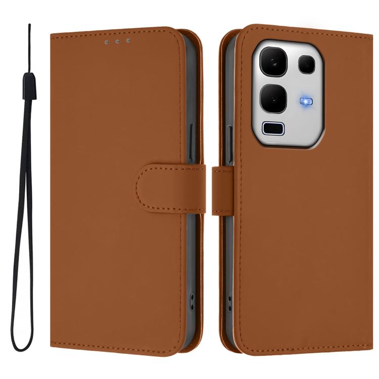 For Infinix Note 50S Skin Feel Solid Color Leather Phone Case with Lanyard