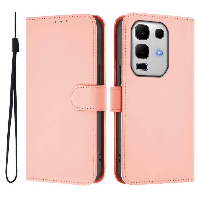 For Infinix Note 50S Skin Feel Solid Color Leather Phone Case with Lanyard