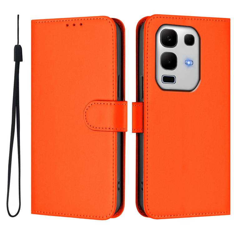 For Infinix Note 50S Skin Feel Solid Color Leather Phone Case with Lanyard