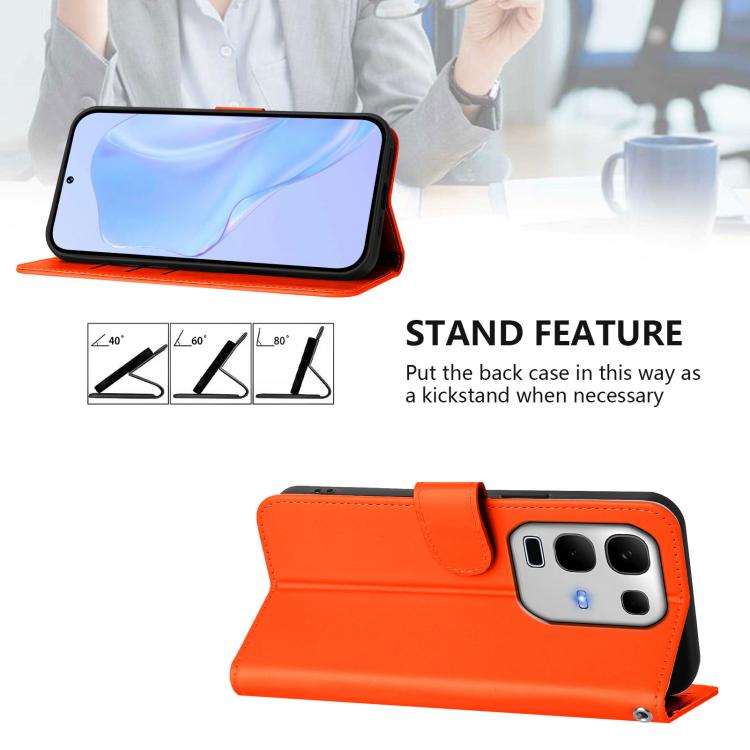For Infinix Note 50S Skin Feel Solid Color Leather Phone Case with Lanyard