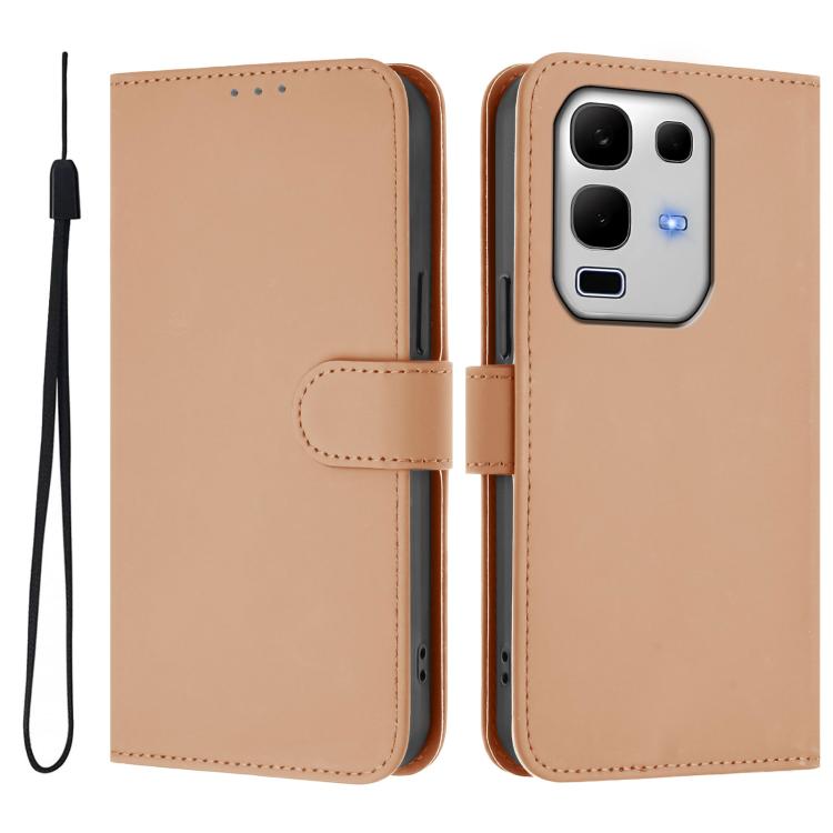 For Infinix Note 50S Skin Feel Solid Color Leather Phone Case with Lanyard