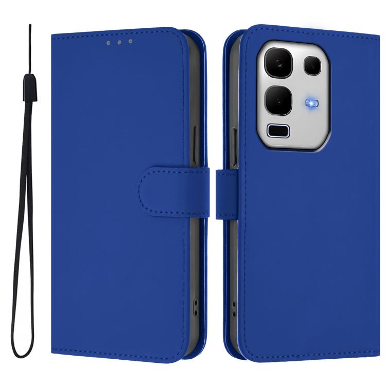 For Infinix Note 50S Skin Feel Solid Color Leather Phone Case with Lanyard