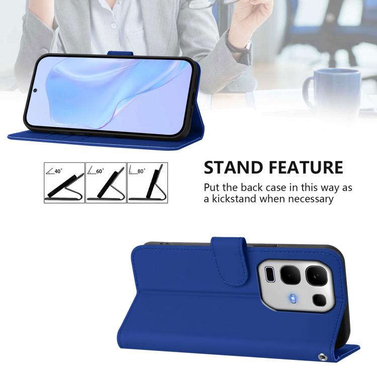 For Infinix Note 50S Skin Feel Solid Color Leather Phone Case with Lanyard