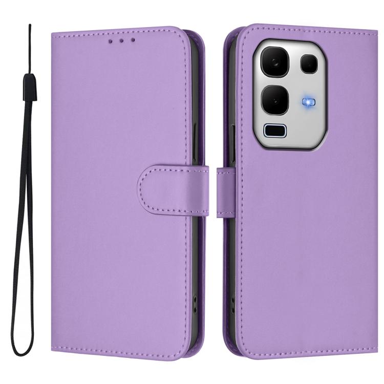 For Infinix Note 50S Skin Feel Solid Color Leather Phone Case with Lanyard
