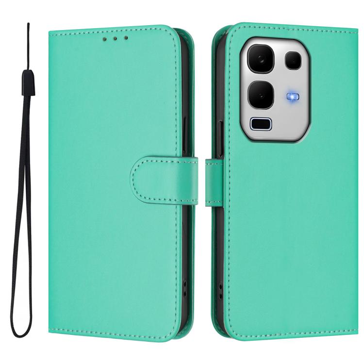 For Infinix Note 50S Skin Feel Solid Color Leather Phone Case with Lanyard