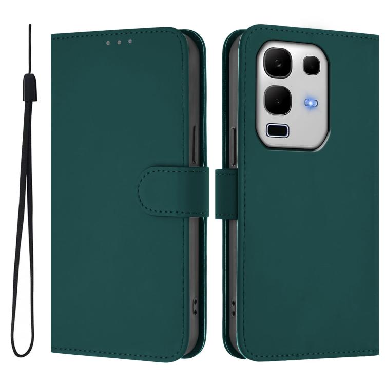 For Infinix Note 50S Skin Feel Solid Color Leather Phone Case with Lanyard