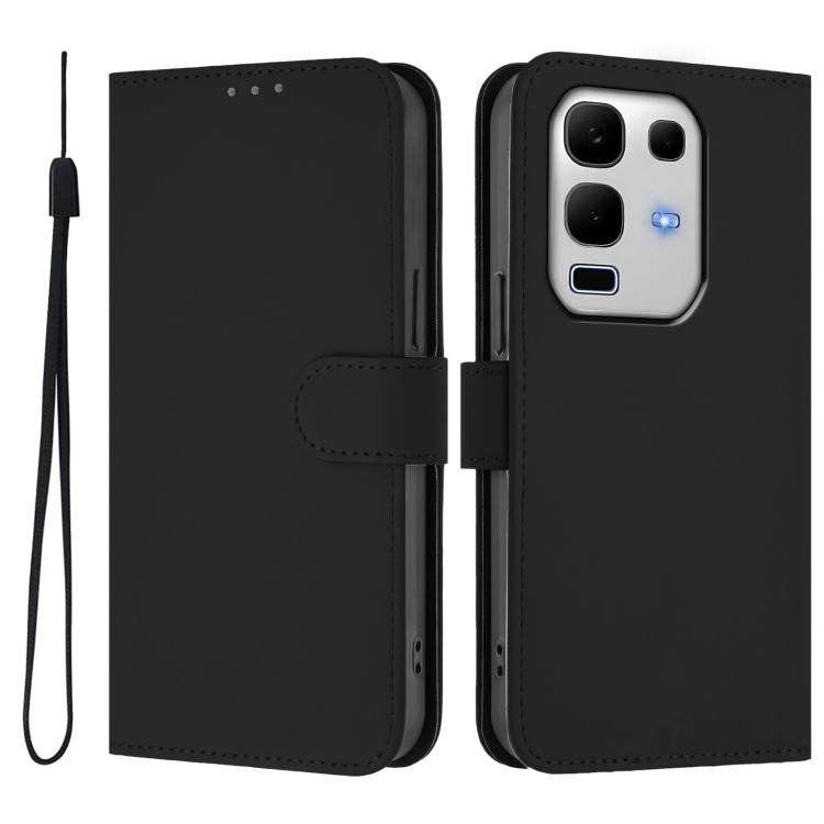 For Infinix Note 50S Skin Feel Solid Color Leather Phone Case with Lanyard