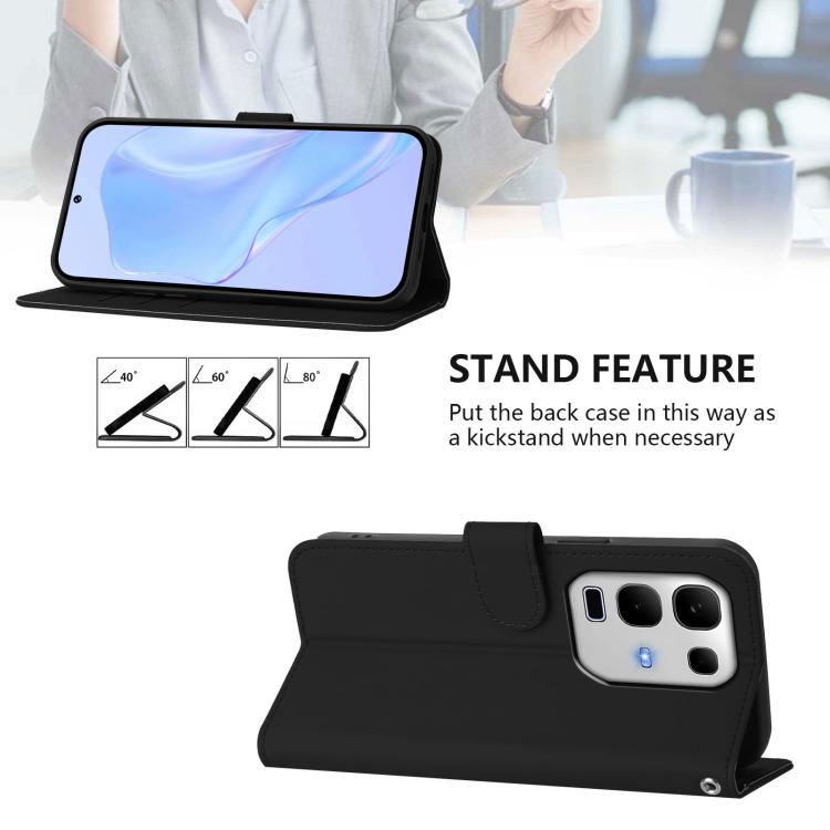 For Infinix Note 50S Skin Feel Solid Color Leather Phone Case with Lanyard