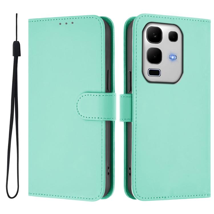 For Infinix Note 50S Skin Feel Solid Color Leather Phone Case with Lanyard