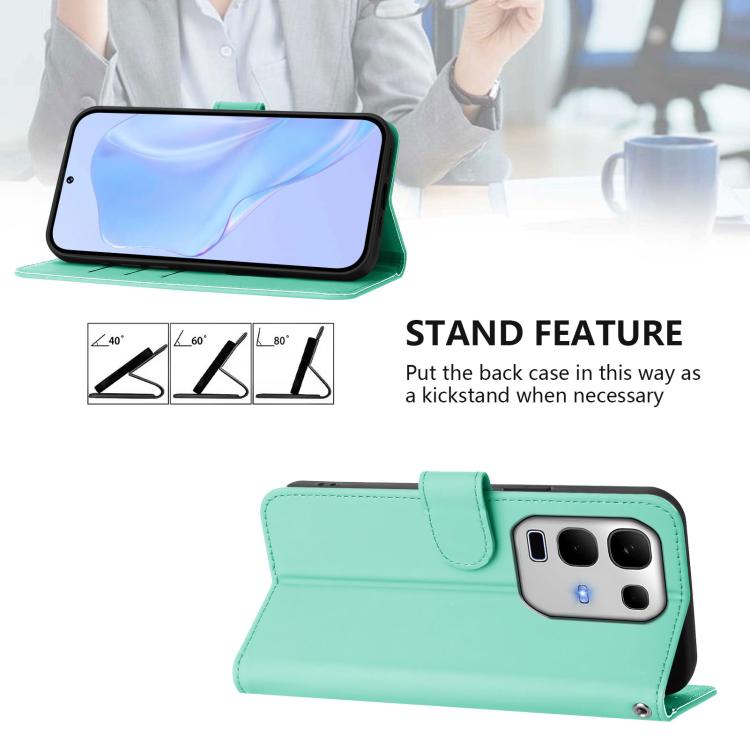 For Infinix Note 50S Skin Feel Solid Color Leather Phone Case with Lanyard