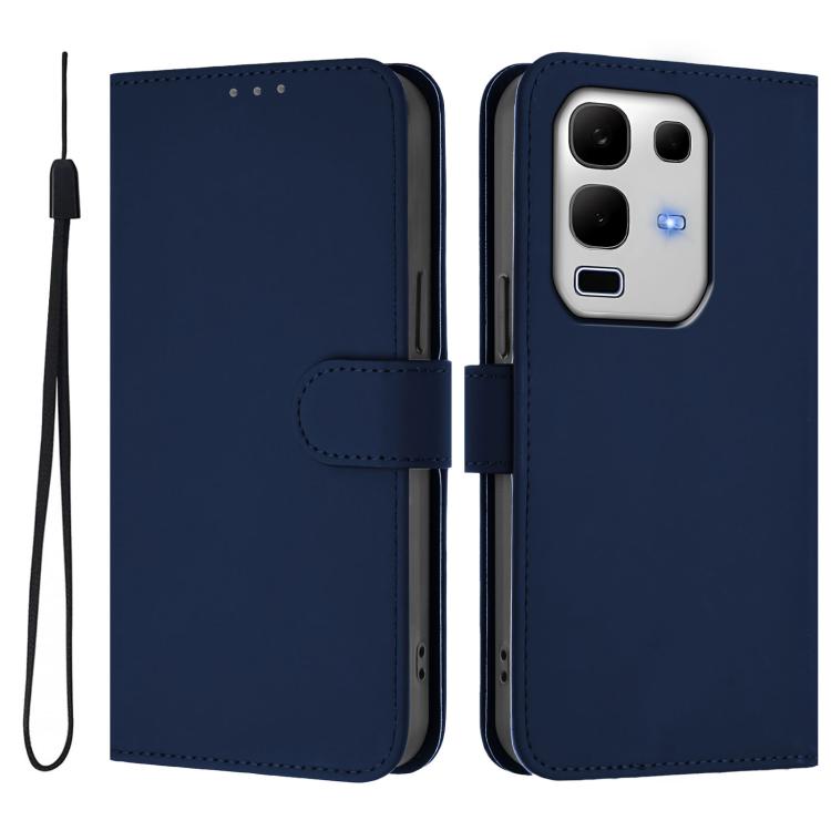 For Infinix Note 50S Skin Feel Solid Color Leather Phone Case with Lanyard