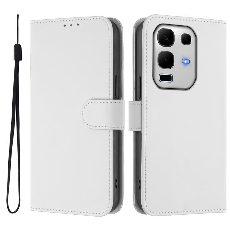 For Infinix Note 50S Skin Feel Solid Color Leather Phone Case with Lanyard