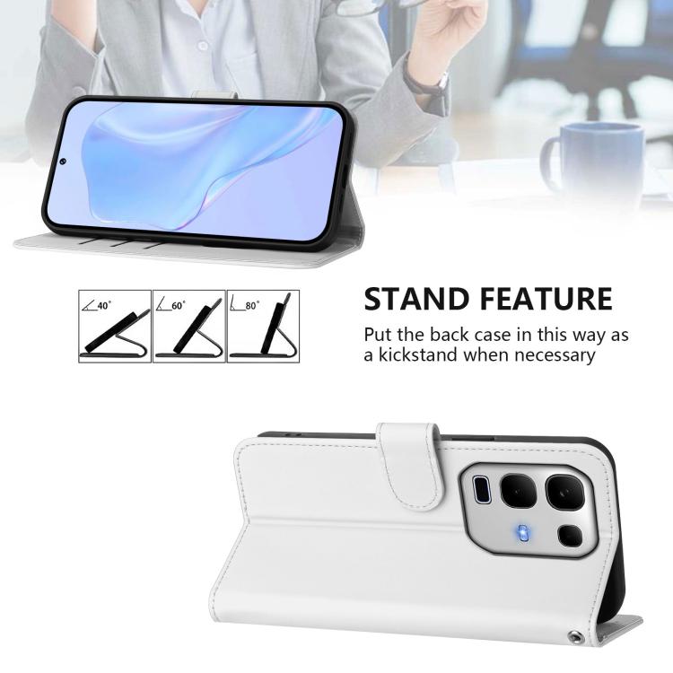 For Infinix Note 50S Skin Feel Solid Color Leather Phone Case with Lanyard