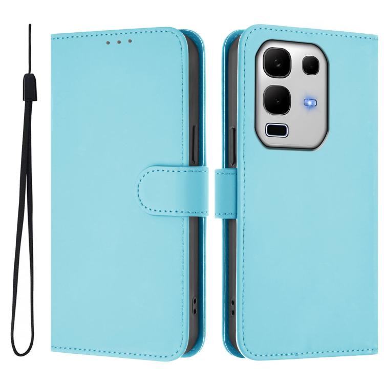 For Infinix Note 50S Skin Feel Solid Color Leather Phone Case with Lanyard