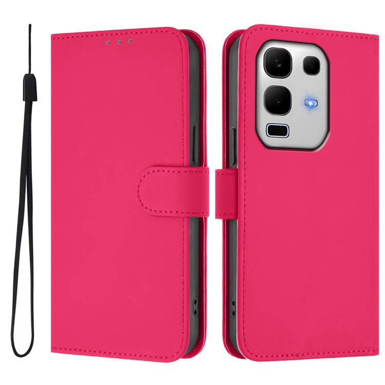 For Infinix Note 50S Skin Feel Solid Color Leather Phone Case with Lanyard